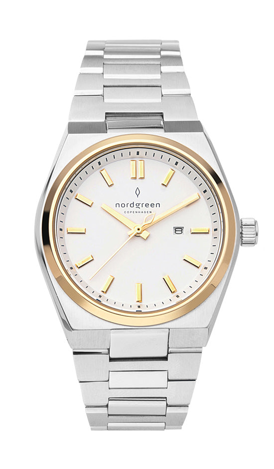 Nordgreen Succession 35mm White Dial Two Tone Stainless Steel Strap Watch