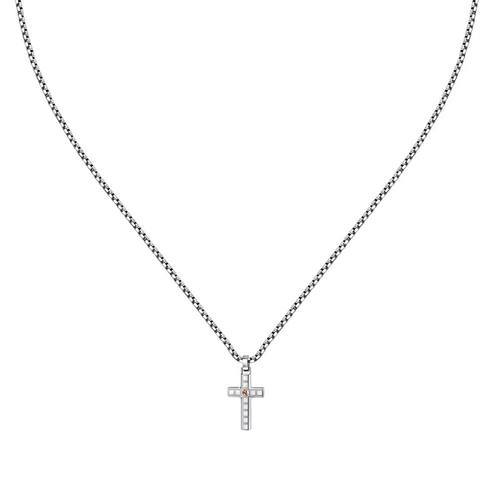 Sector Spirit Cross Stainless Steel Pendant with Rosegold Screw 50+5cm