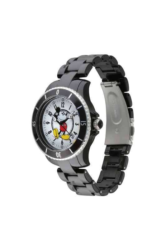 Disney Mickey Sports 40mm White Dial Black Stainless Steel Watch