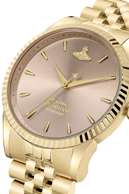 Vivienne Westwood Seymore Pink Dial Gold Strap Watch