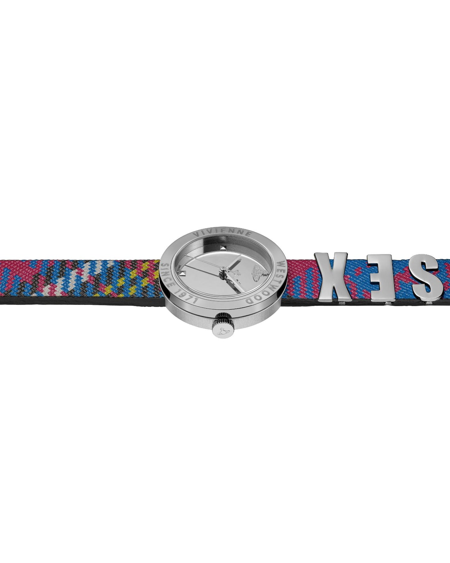 Vivienne Westwood Rebel Sex Silver Dial Tartan Leather Strap Watch