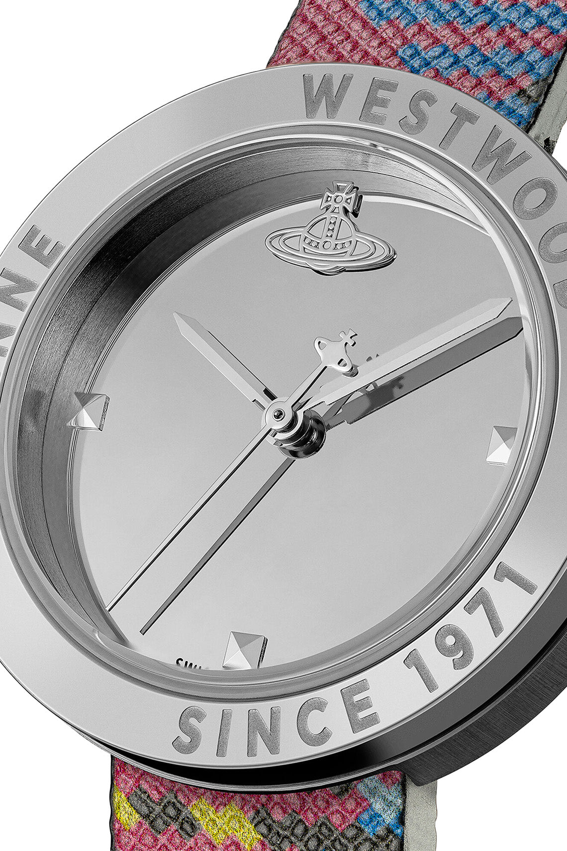 Vivienne Westwood Rebel Sex Silver Dial Tartan Leather Strap Watch