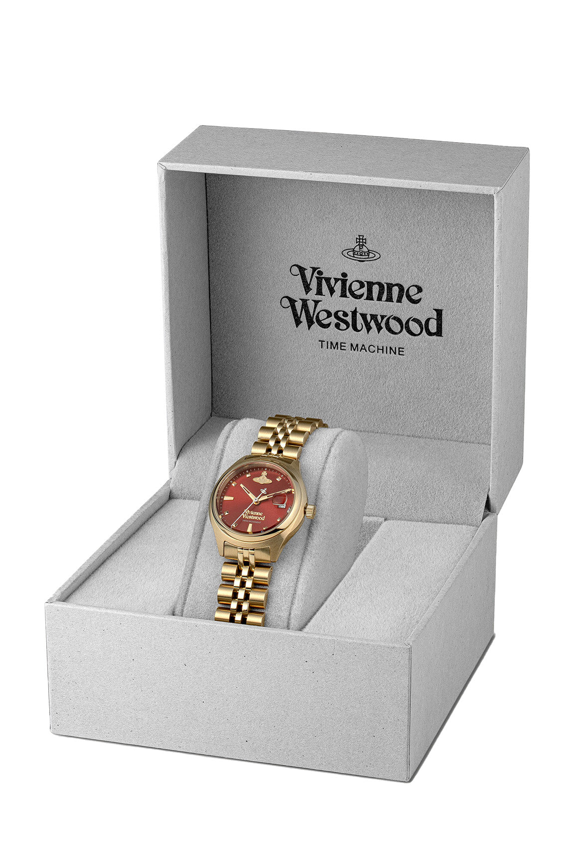 Vivienne Westwood Little Camberwell Red Dial Gold Strap Watch