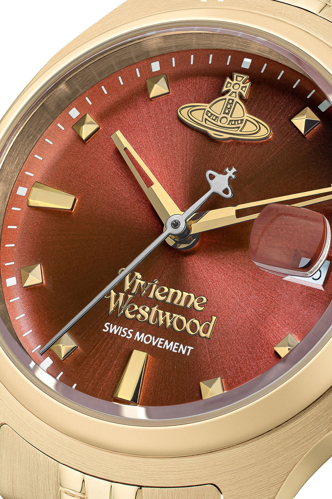 Vivienne Westwood Little Camberwell Red Dial Gold Strap Watch