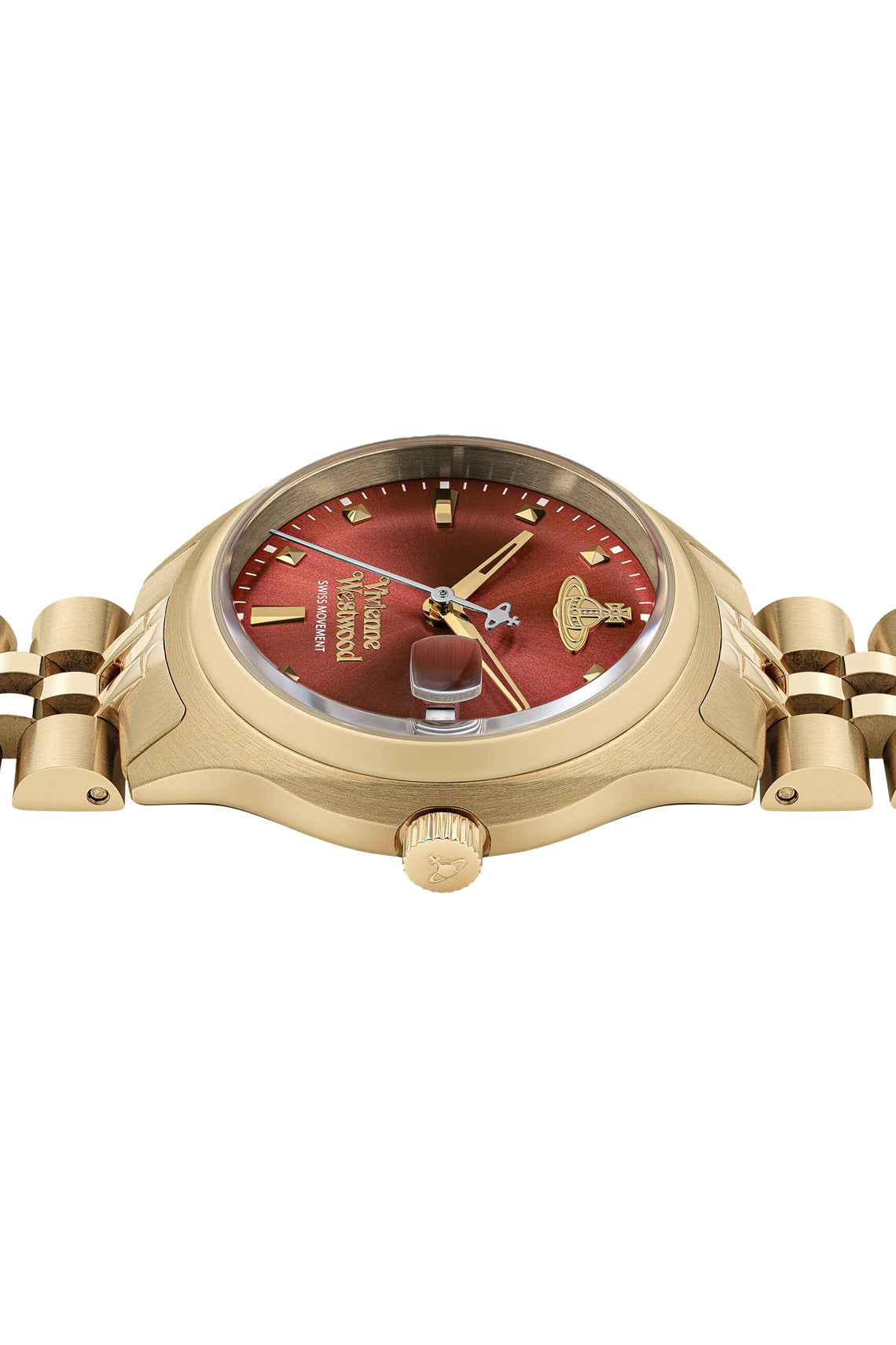 Vivienne Westwood Little Camberwell Red Dial Gold Strap Watch