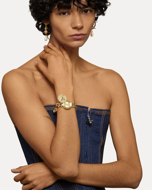 Vivienne Westwood Orb Button 25mm Gold Strap Watch