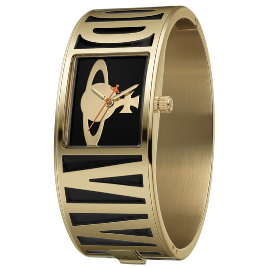 Vivienne Westwood Belvoir 25mm Black Gold Bangle Watch