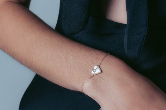 REFLECTION ENAMEL LOVE HEART BRACELET ROSE GOLD