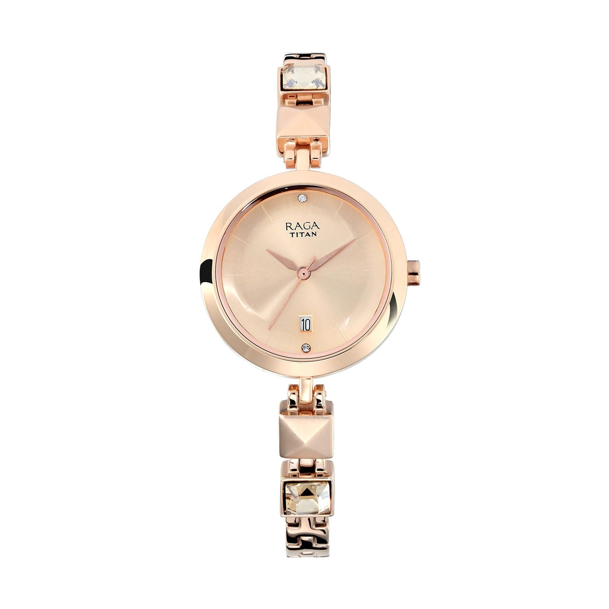 Titan Raga Viva Rose Gold Dial Analogue Metal Strap watch for Women Wotch Boutique