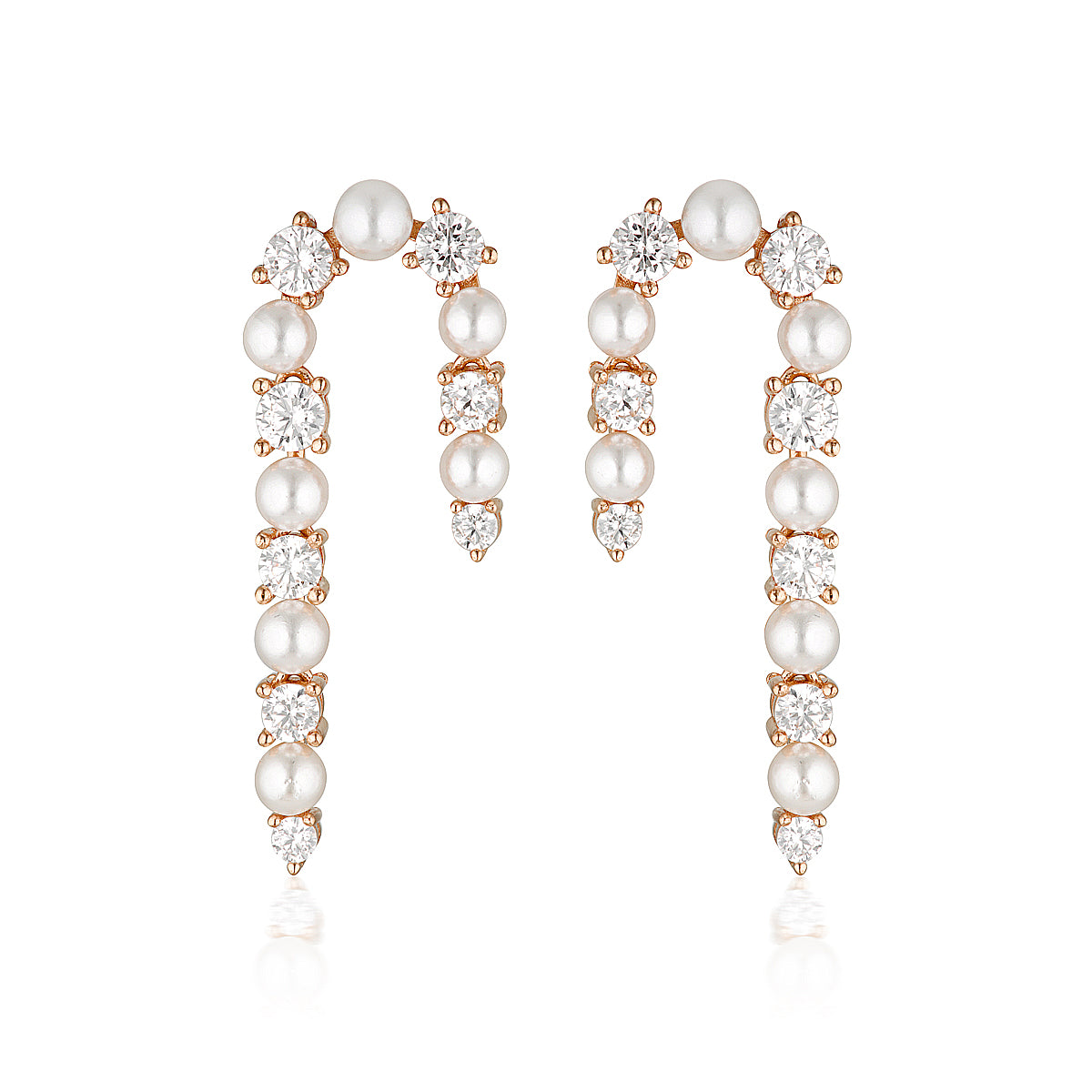 NOEL NIGHTS CANDY CANE PEARL EARRINGS ROSE GOLD