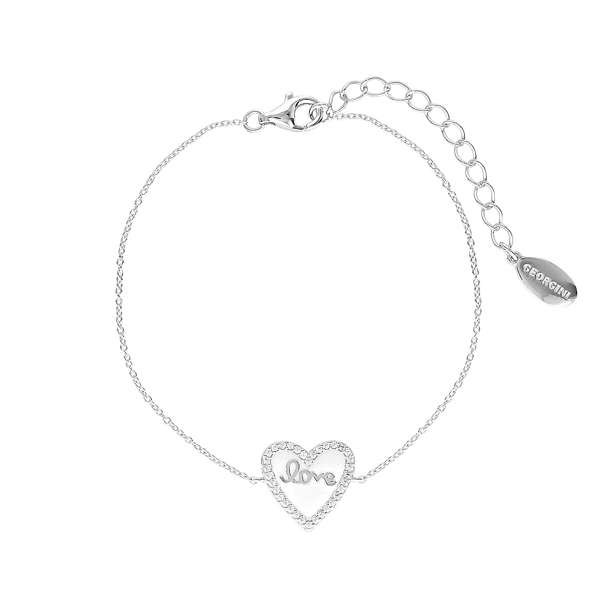 REFLECTION ENAMEL LOVE HEART BRACELET SILVER