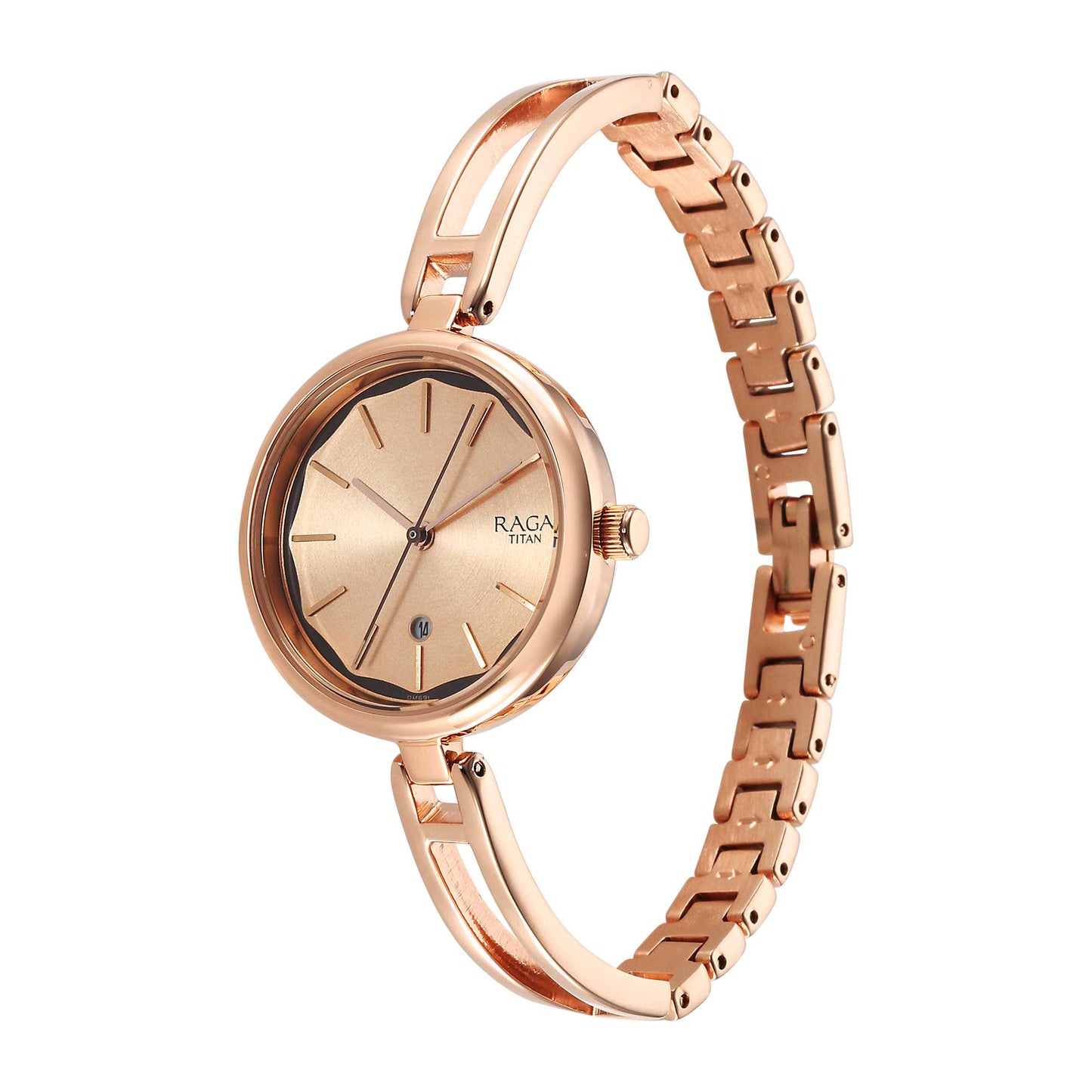 Titan Raga Viva Rose Gold Dial Analogue with Date Metal Strap watch for Women