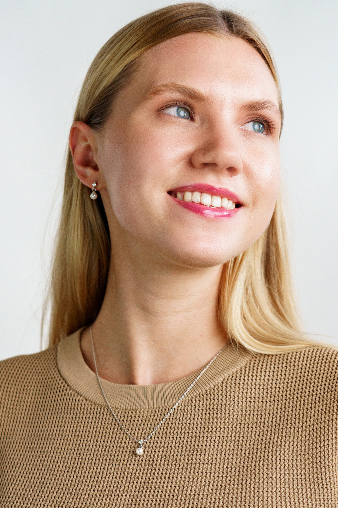 ADAGIO TOUCH OF SPARKLE DANGLE DROP PEARL EARRINGS SILVER