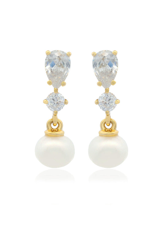 CHIC NOEL FRESHWATER PEARL PYRMONT EARRINGS GOLD