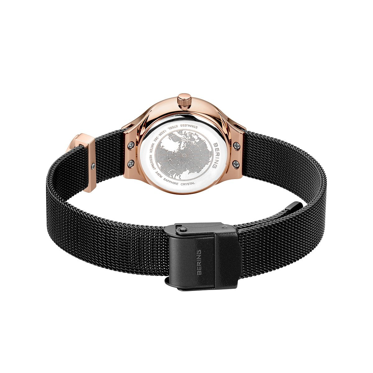 Bering Classic 26mm Rose Gold Black Milanese Strap Watch