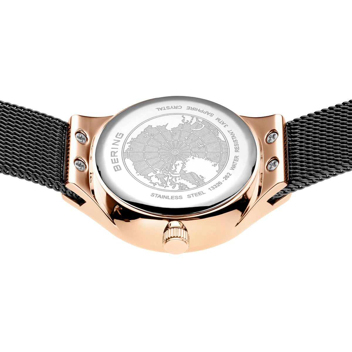 Bering Classic 26mm Rose Gold Black Milanese Strap Watch