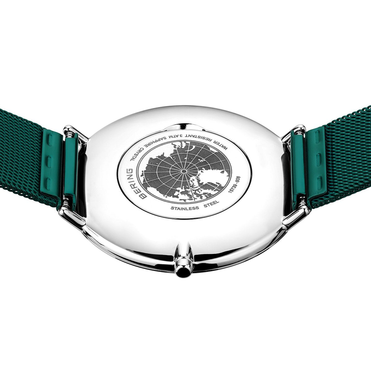 Bering Ultra Slim 39mm Green Milanese Strap Watch