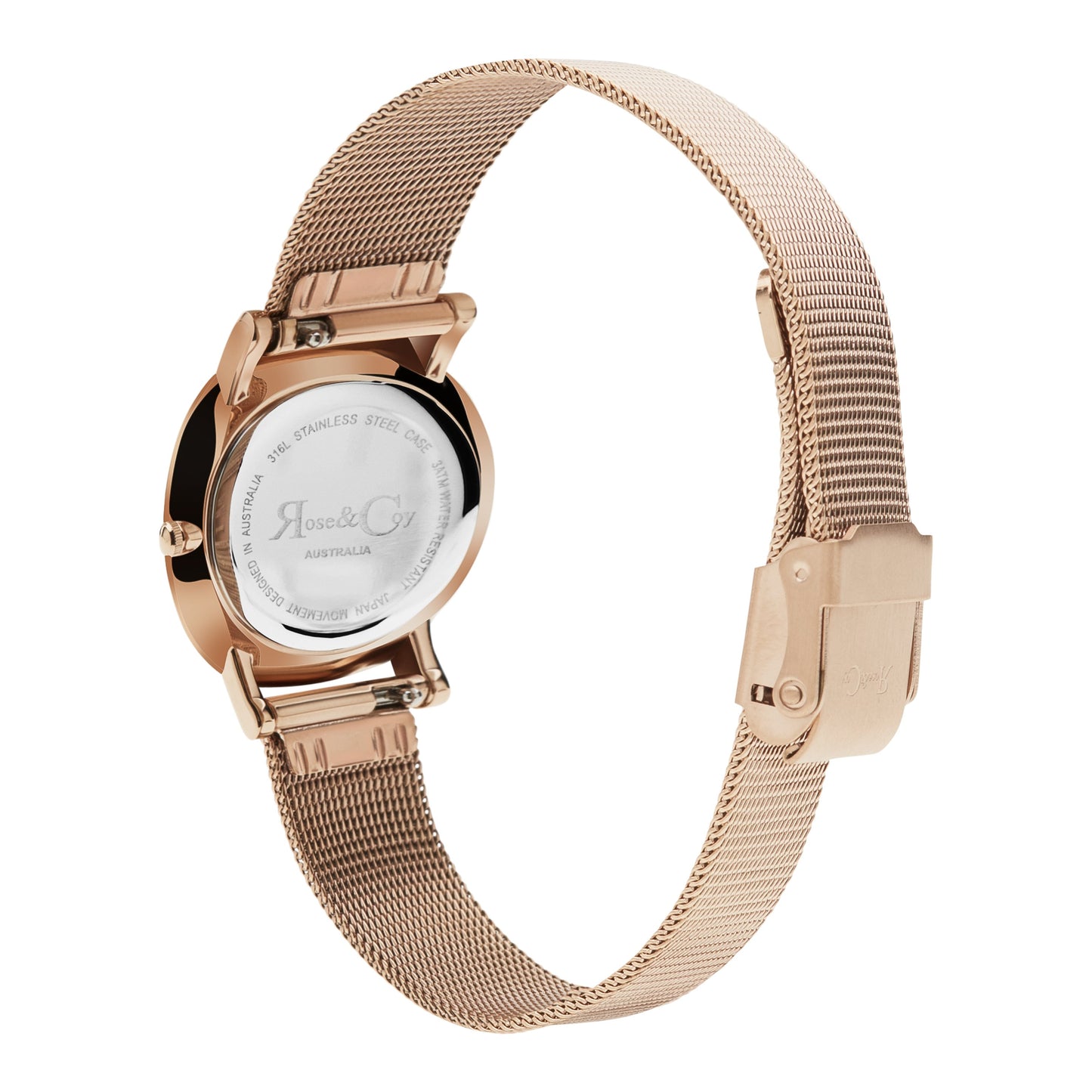 Rose & Coy Petite Pinnacle Ultra Slim 30mm Rose Gold | Mesh Strap Watch