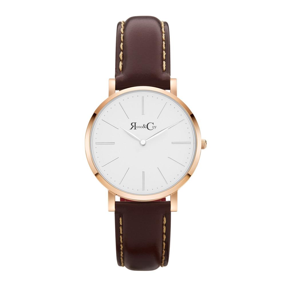 Rose & Coy Mini Pinnacle Ultra Slim 34mm Rose Gold | Dark Brown Watch