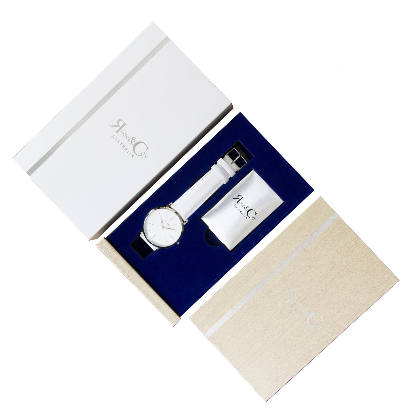 Rose & Coy Pinnacle Ultra Slim 40mm Silver | White Leather Watch