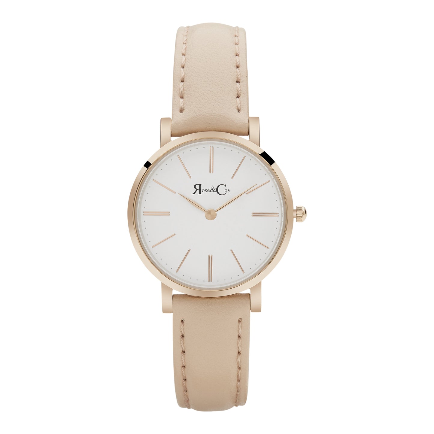 Rose & Coy Petite Pinnacle Ultra Slim 30mm Rose Gold | Peach Leather Watch