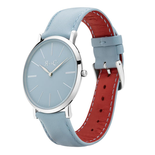 Rose & Coy Pinnacle Ultra Slim 40mm Silver | Sky Blue Watch