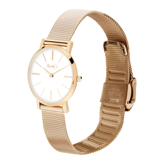 Rose & Coy Petite Pinnacle Ultra Slim 30mm Rose Gold | Mesh Strap Watch