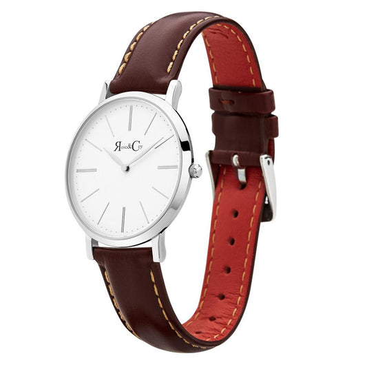 Rose & Coy Mini Pinnacle Ultra Slim 34m Silver | Dark Brown Watch