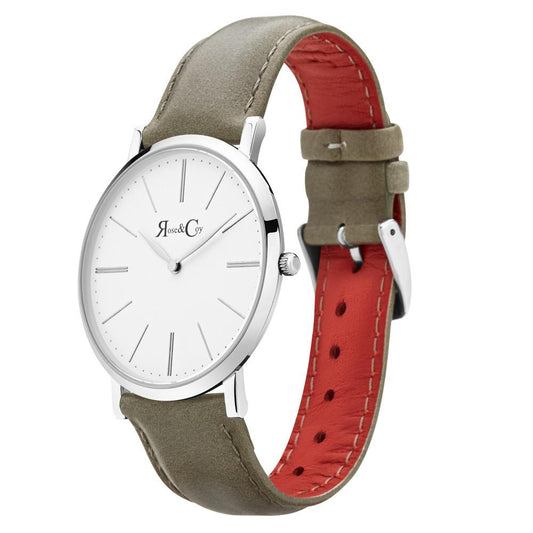Rose & Coy Pinnacle Ultra Slim 40mm Silver | Sage Leather Watch