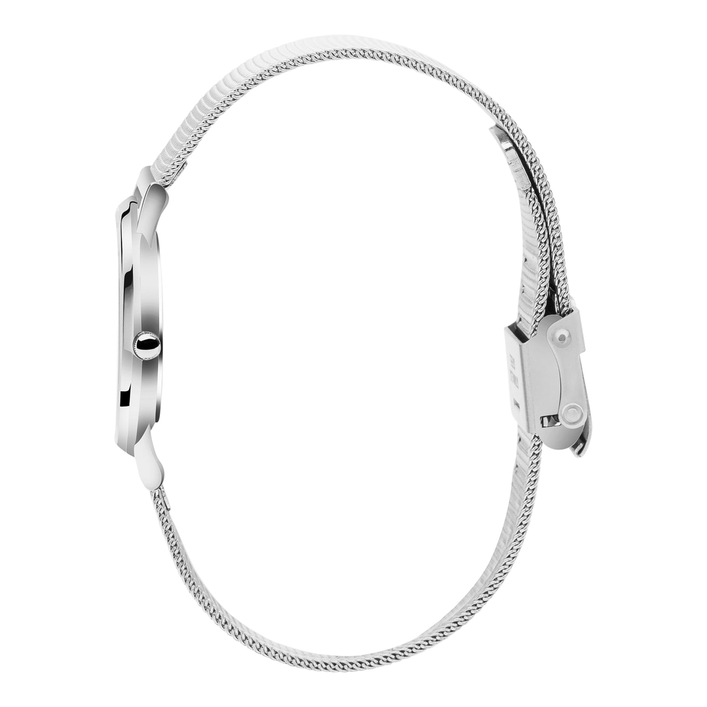 Rose & Coy Petite Pinnacle Ultra Slim 30mm Silver | Mesh Strap Watch