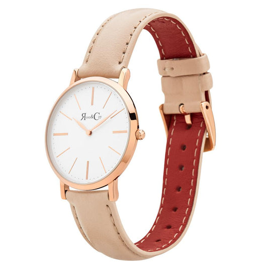 Rose & Coy Mini Pinnacle Ultra Slim 34mm Rose Gold | Peach Leather Watch