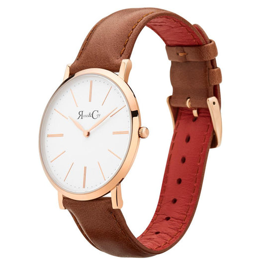 Rose & Coy Pinnacle Ultra Slim 40mm Rose Gold | Brown Leather Watch