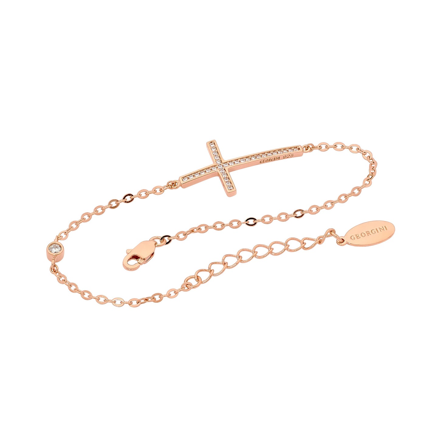 GEORGINI CROSS BRACELET ROSE GOLD