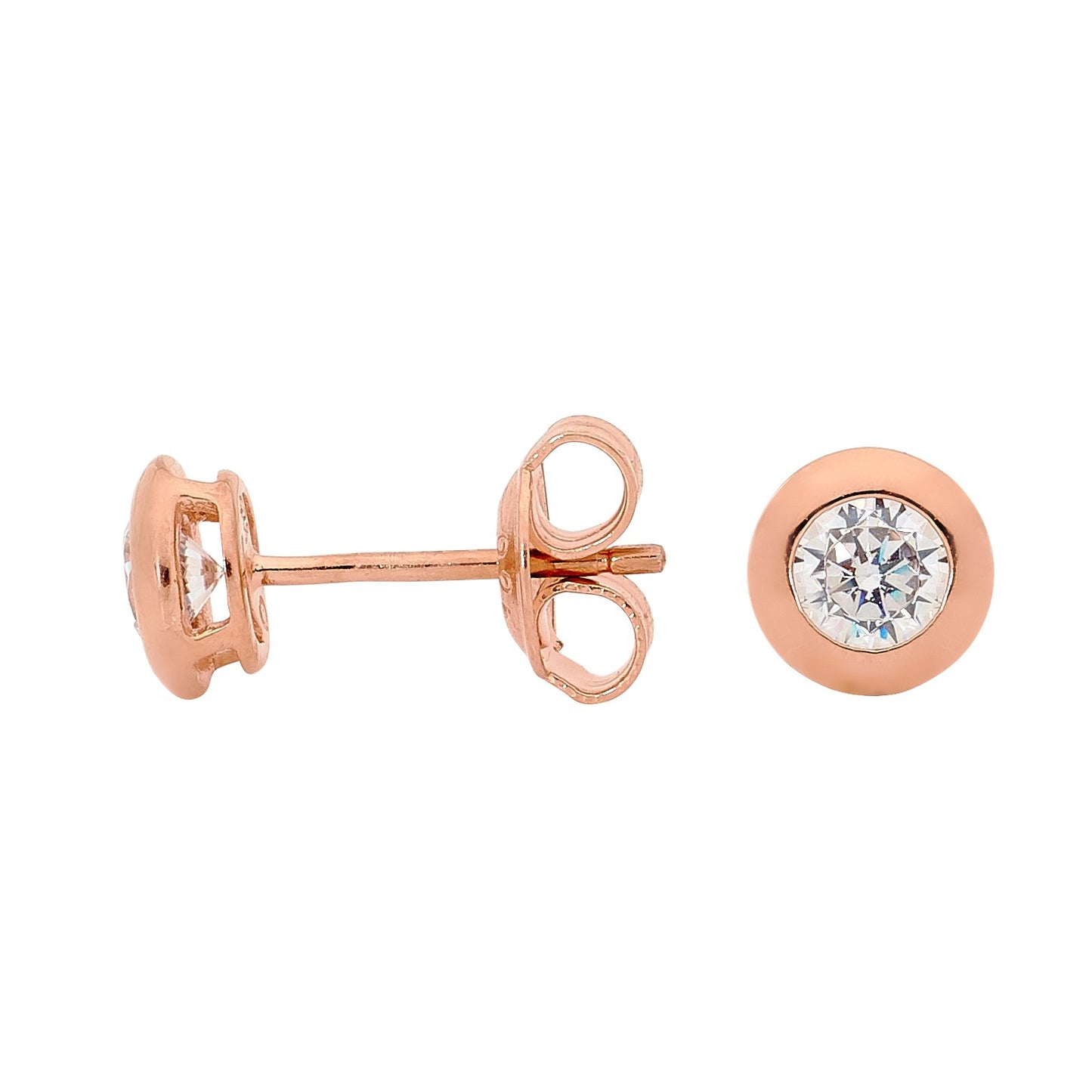 WHITE CZ HIGH SHINE STUD EARRING ROSE G