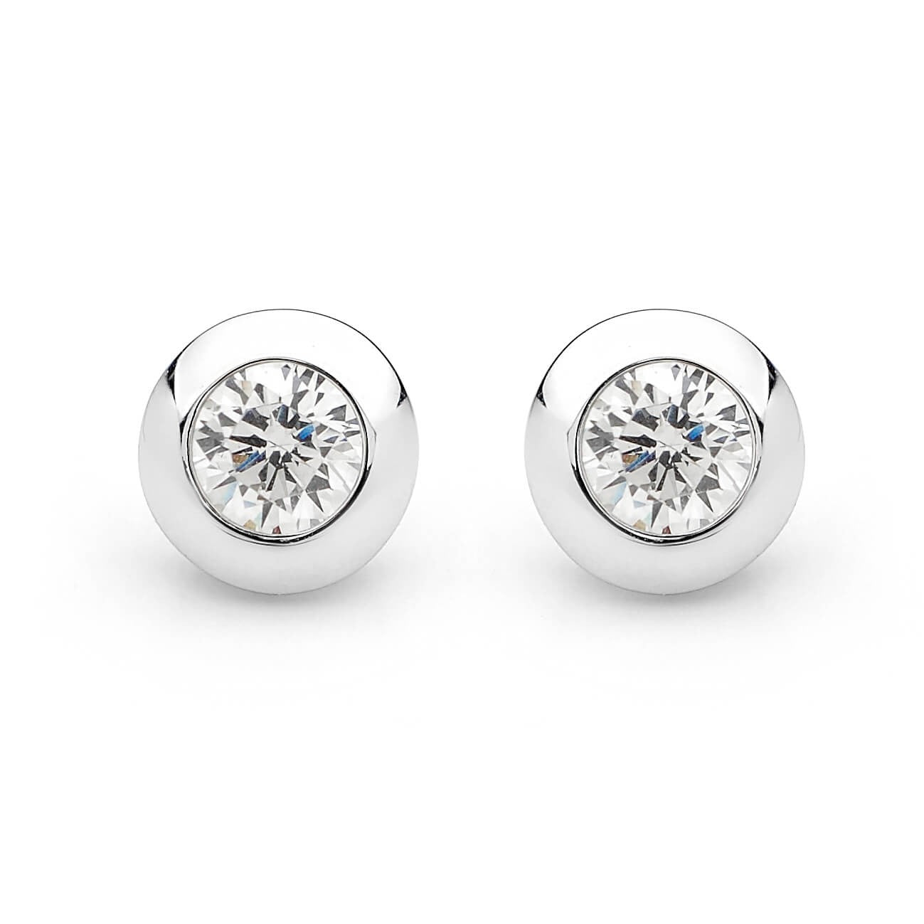 WHITE CZ HIGH SHINE STUD EARRING