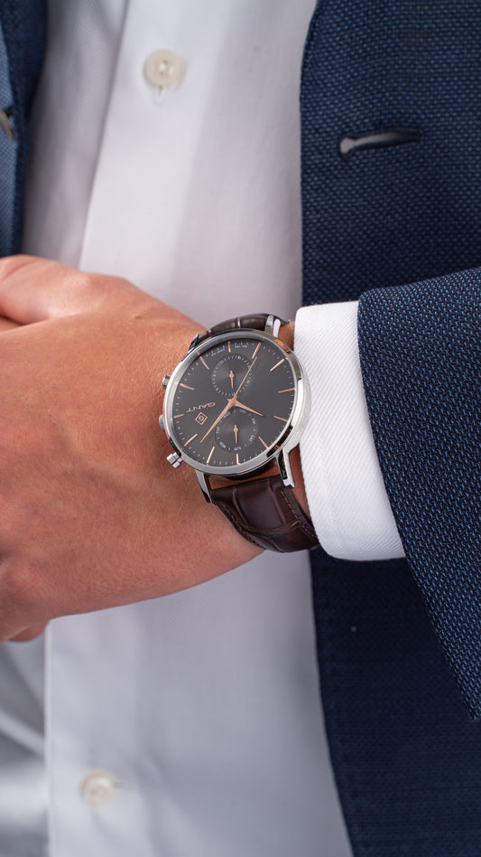 Park Hill Day-Date II Grey Dial Brown Leather