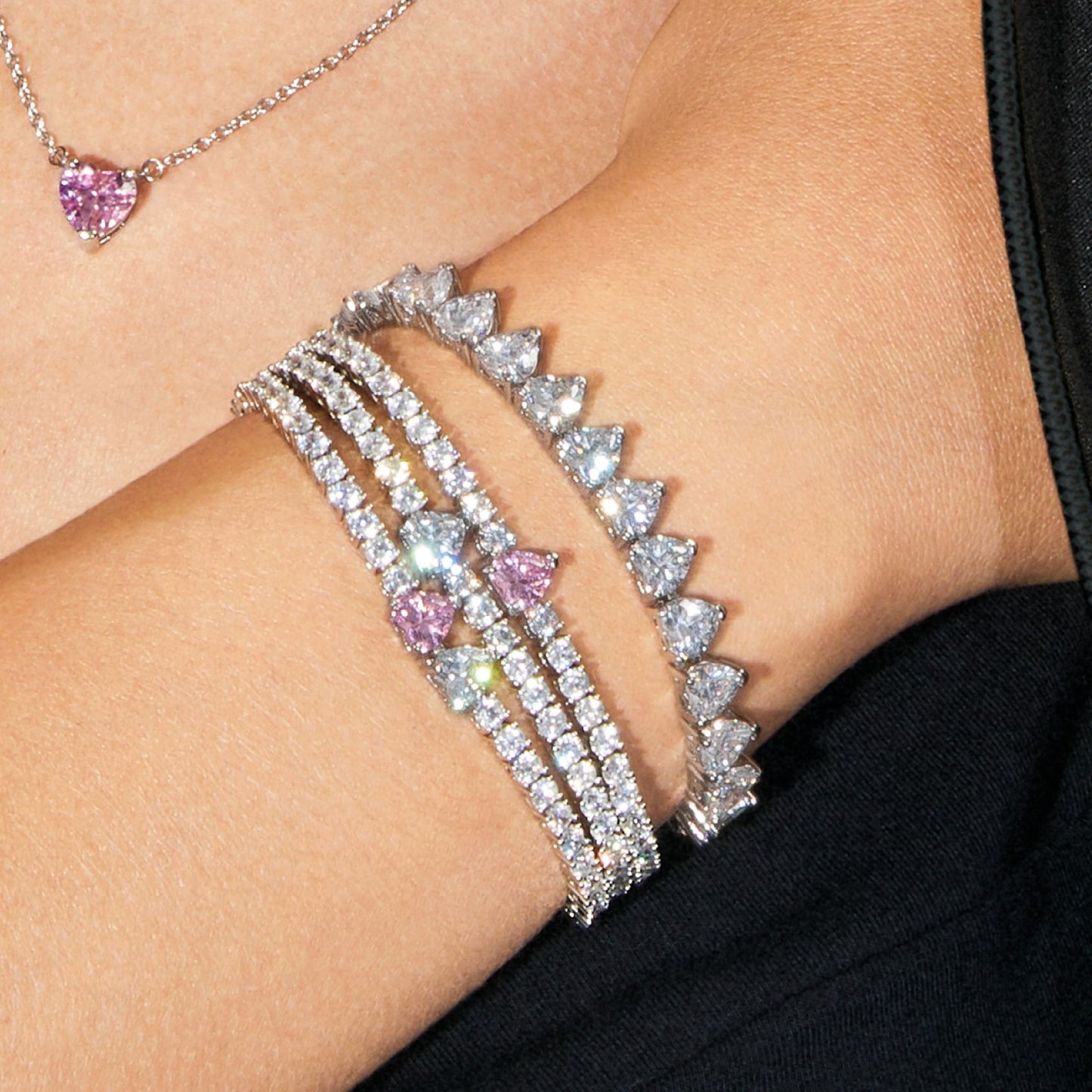 Chiara Ferragni Diamond Heart White and Fairytale Tennis Bracelet