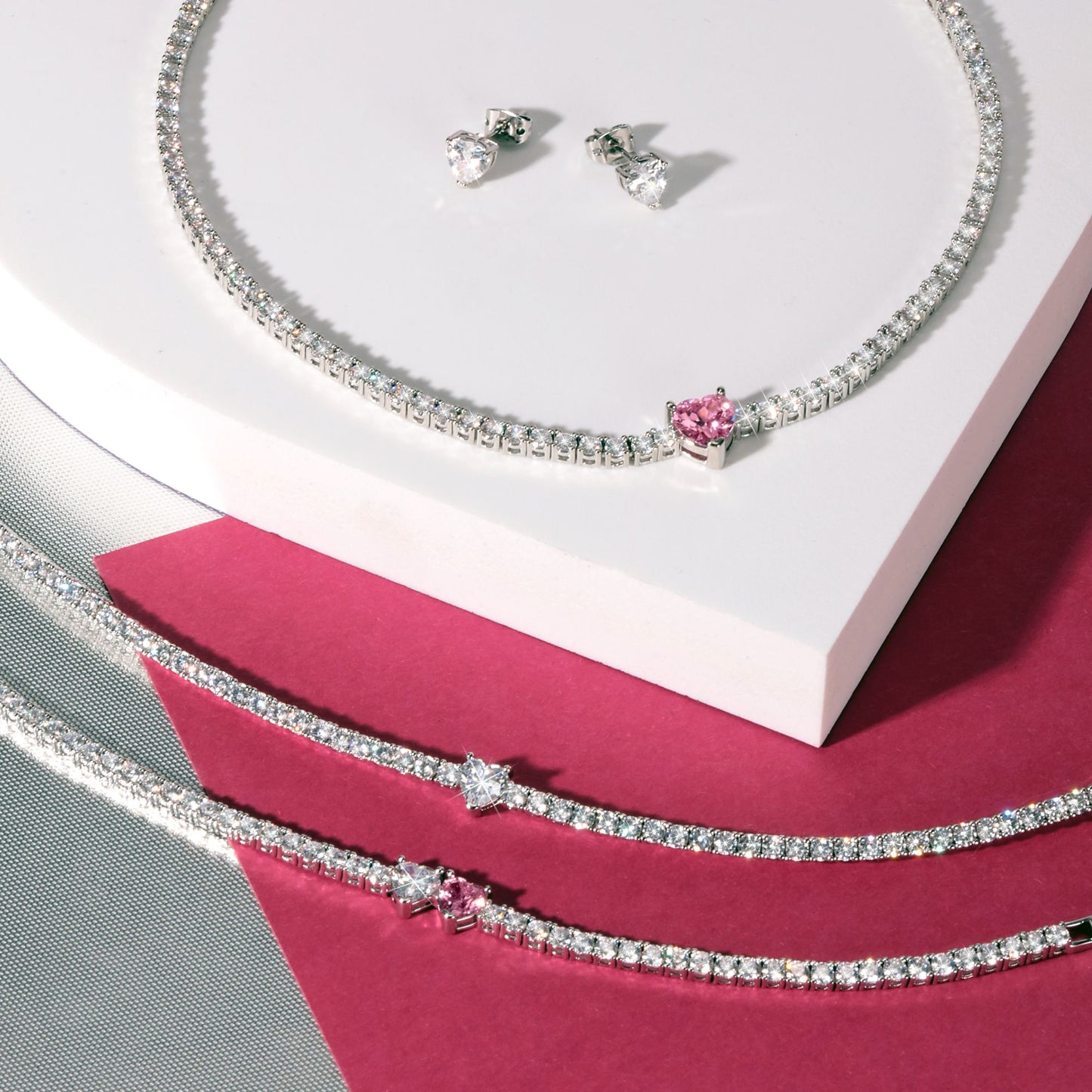 Chiara Ferragni Diamond Heart White and Fairytale Tennis Bracelet