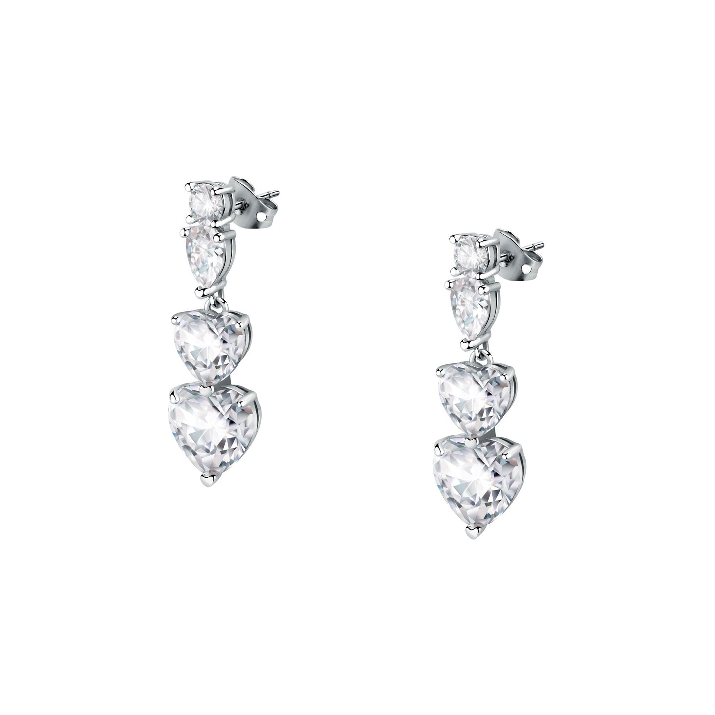 Chiara Ferragni Diamond Heart White Tri-stone Earrings