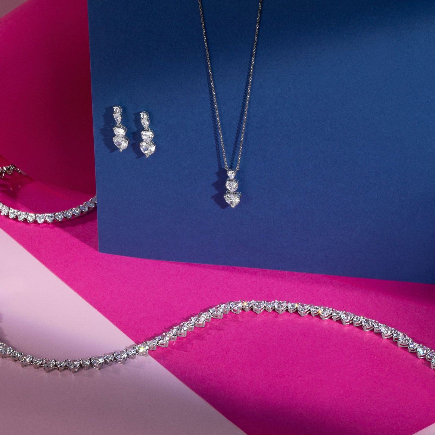 Chiara Ferragni Diamond Heart White Tri-stone Earrings