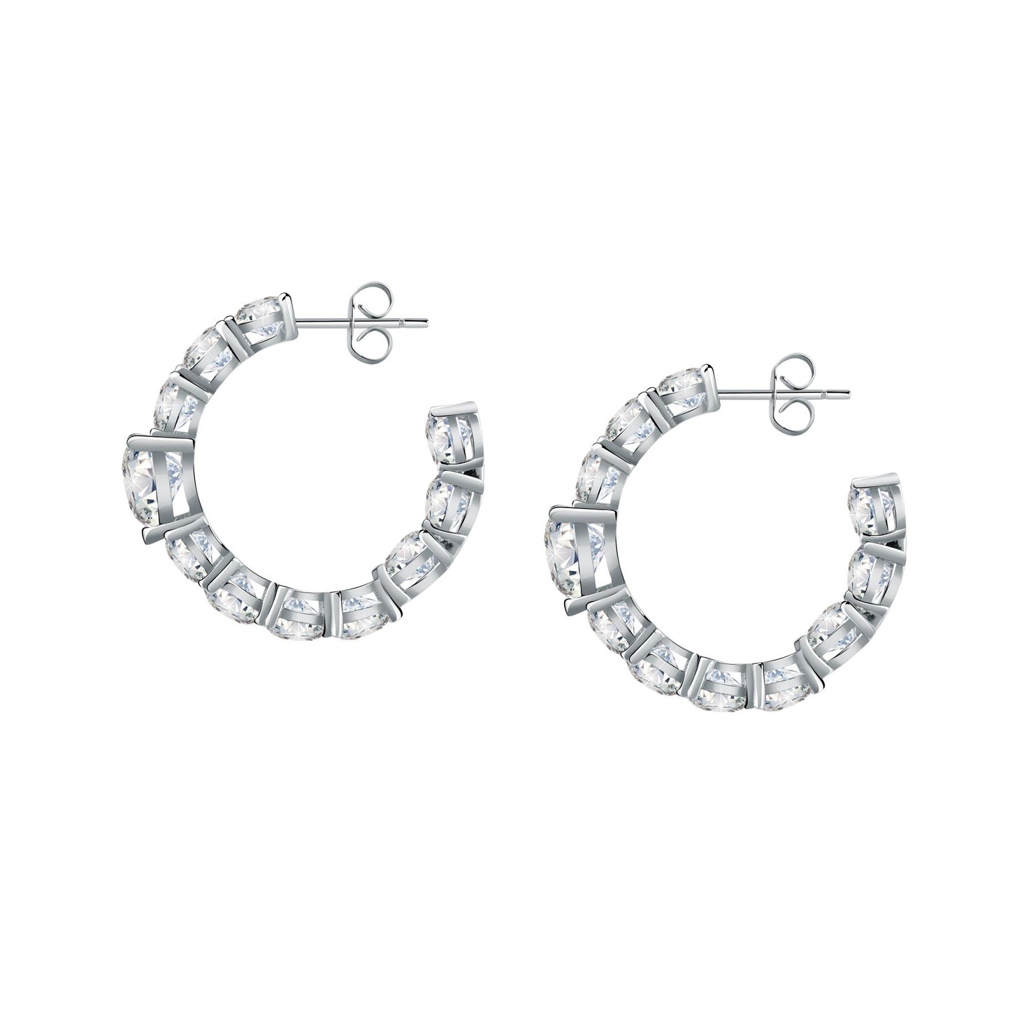 Chiara Ferragni Diamond Heart White Heart Hoop Earrings