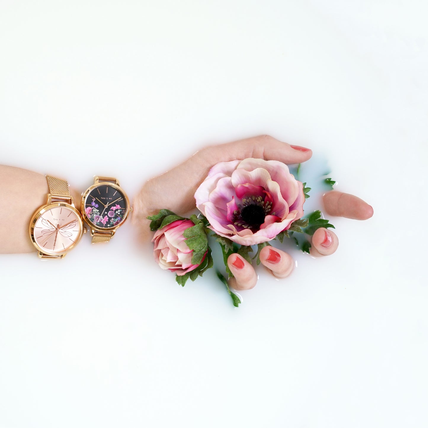 Oui&Me Fleurette Real Flowers 34mm Rose Gold Flower Dial Watch