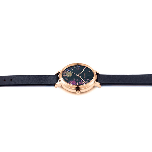 Oui&Me Fleurette 34mm Floral Black Watch