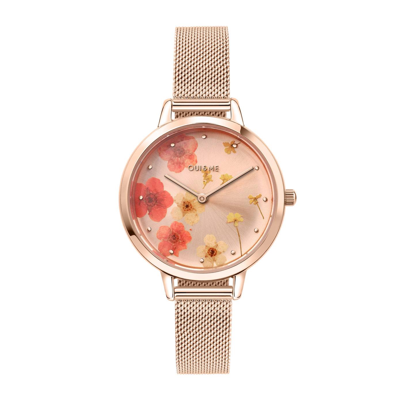 Oui&Me Fleurette Real Flowers 34mm Rose Gold Floral Dial Watch