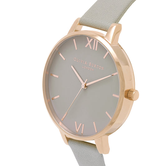 Olivia Burton Big Dial Rose Gold Case Grey Watch