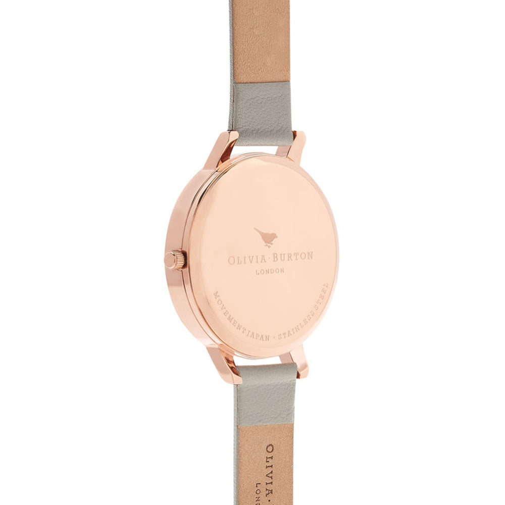 Olivia Burton Big Dial Rose Gold Case Grey Watch