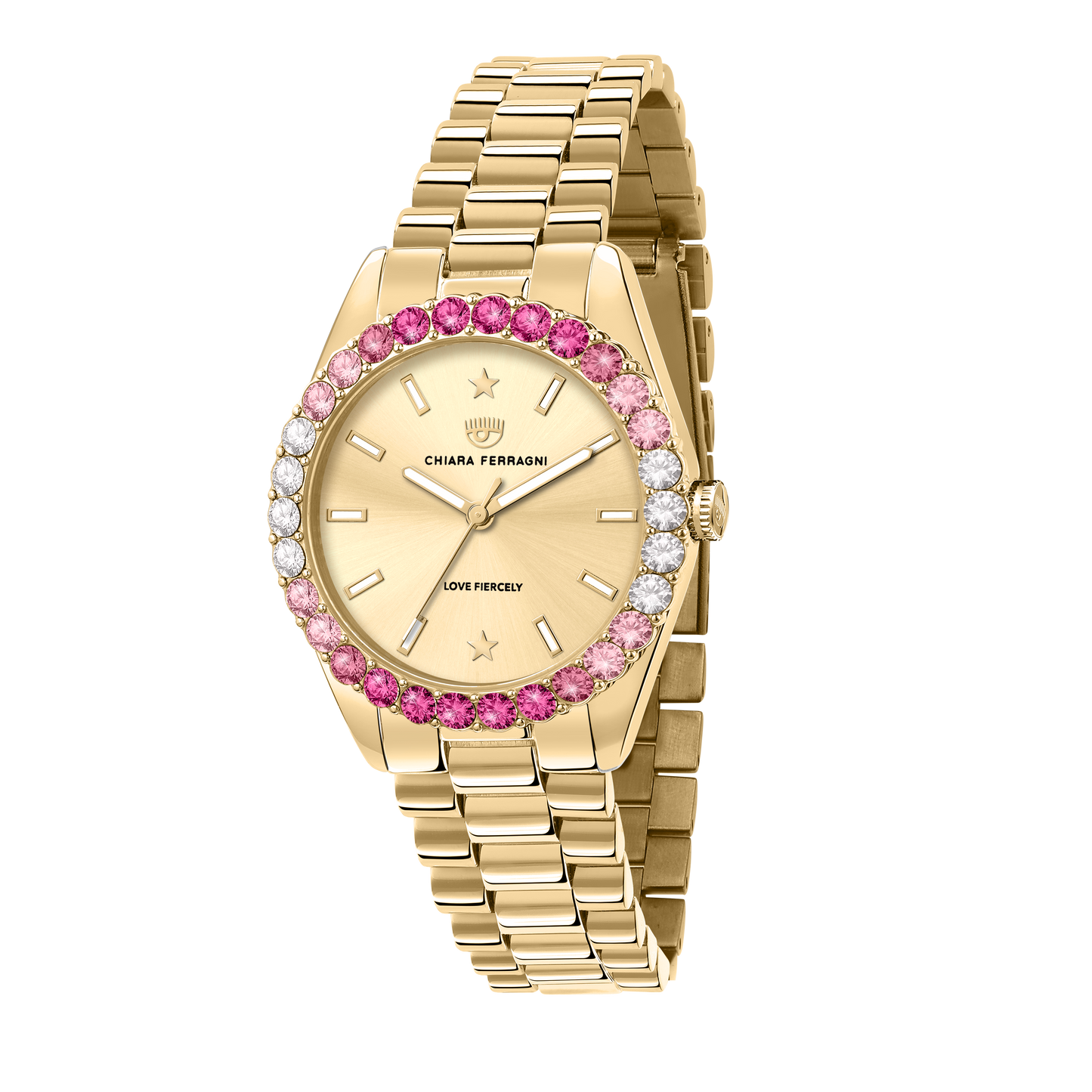 Chiara Ferragni Everyday Pink Zircon 34mm Gold Watch