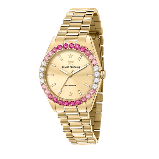 Chiara Ferragni Everyday Pink Zircon 34mm Gold Watch