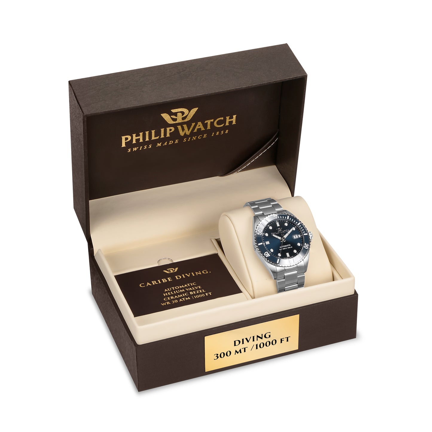 Philip Caribe Swiss Made Diving Automatic Blue Watch