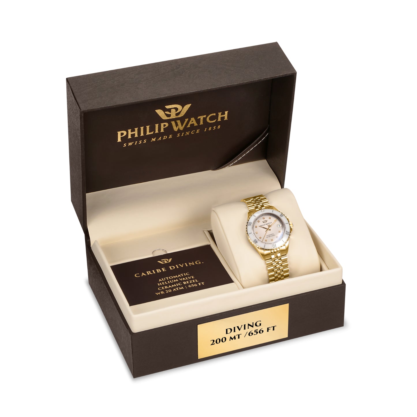 Philip Caribe Swiss Made Diving Gold Ladies Automatic Watch